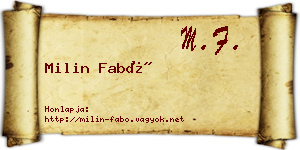 Milin Fabó névjegykártya